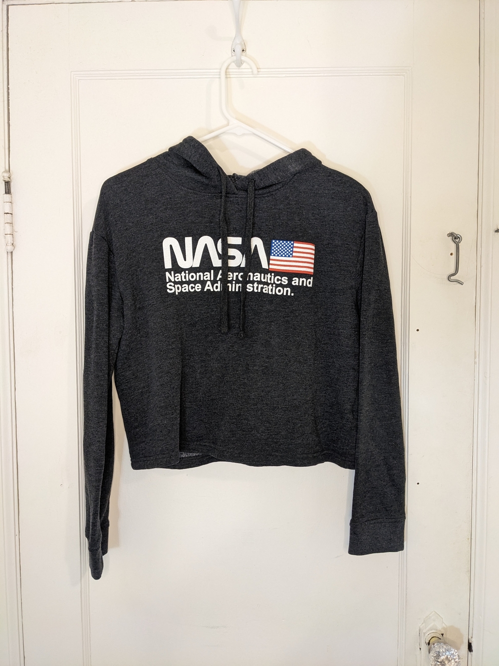 Ardene Charcoal NASA Logo Cropped Hoodie Sweater